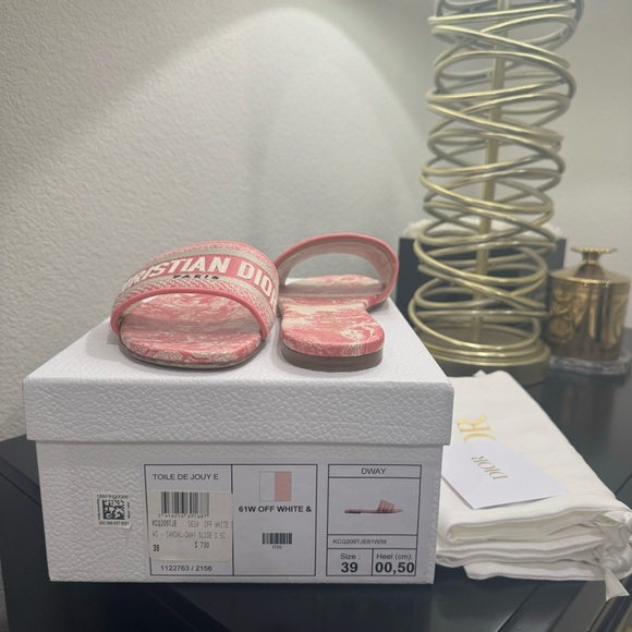 Christian Dior Dway Embroidered Logo Slide Sandal Pink 39 - Picture 11 of 11